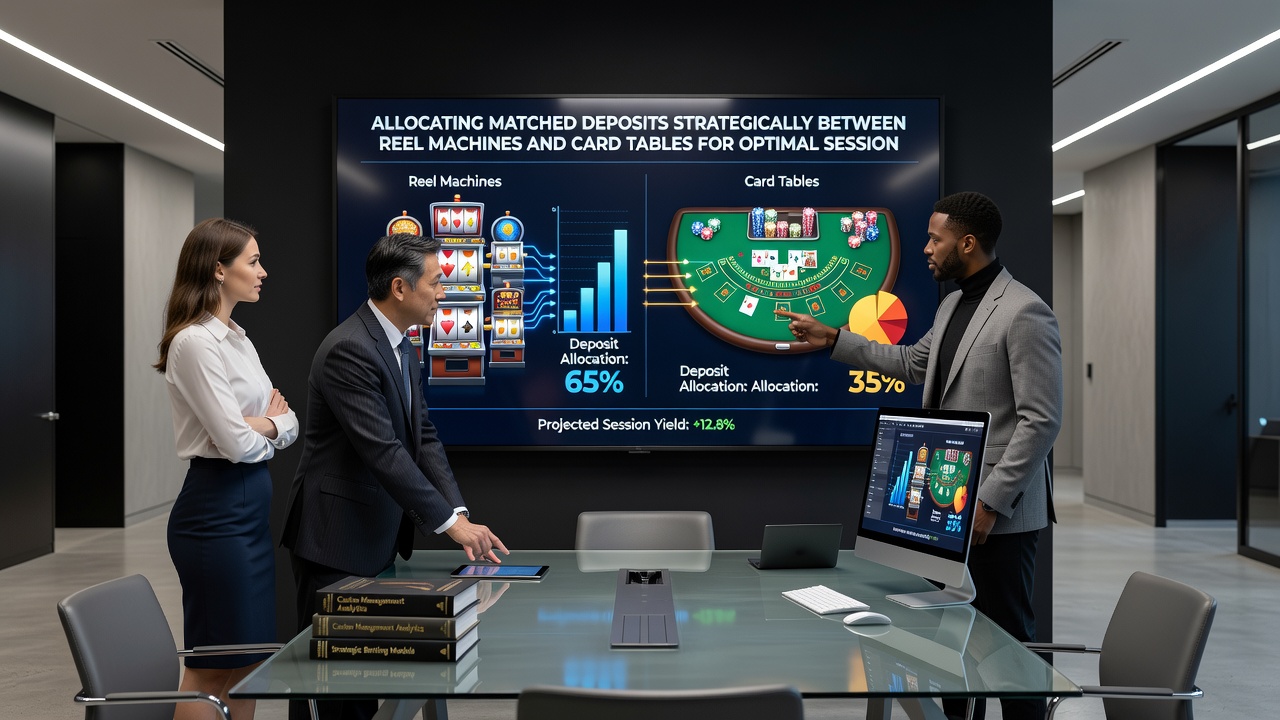 Player reviewing allocation between slot machines and blackjack tables
