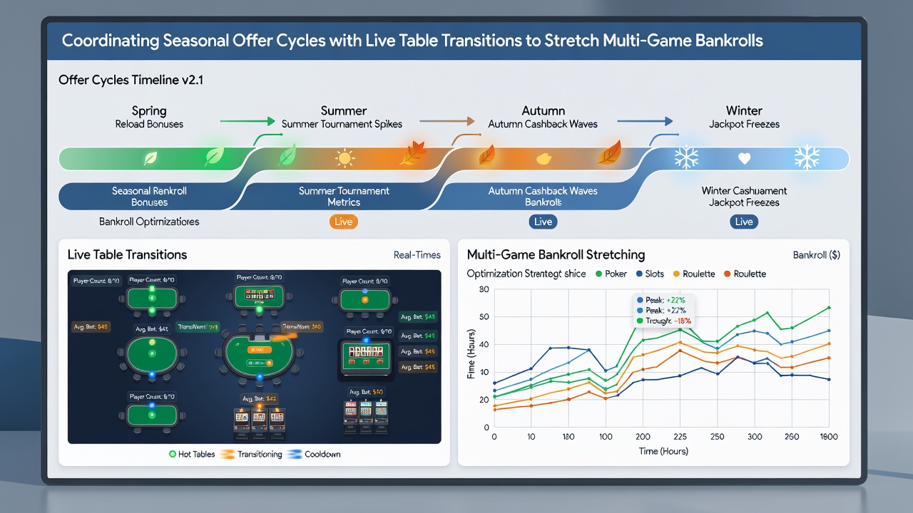 Player interface displaying seasonal bonus balance moving from slots into live blackjack table