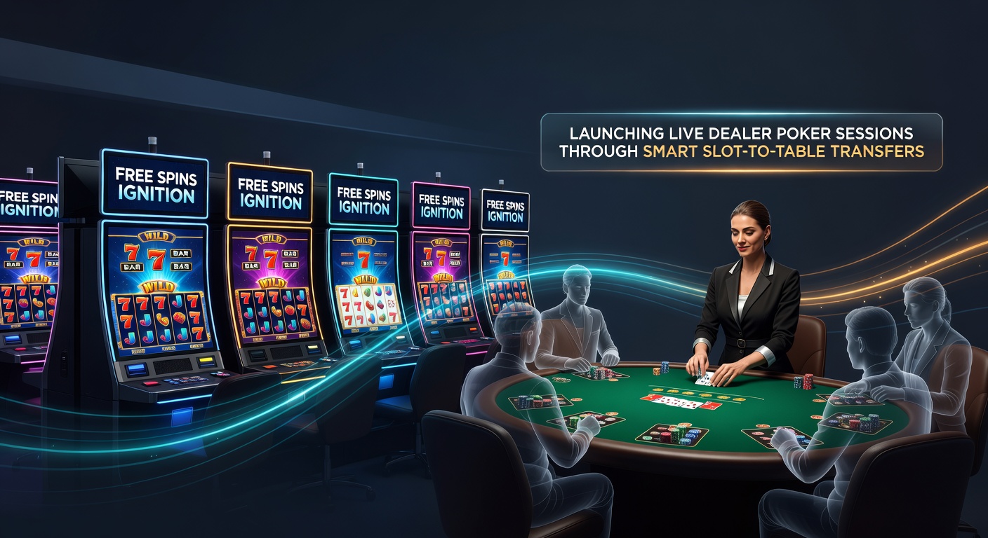 Close-up of a poker hand at a live dealer table, with slot icons overlayed to illustrate winnings transfer process