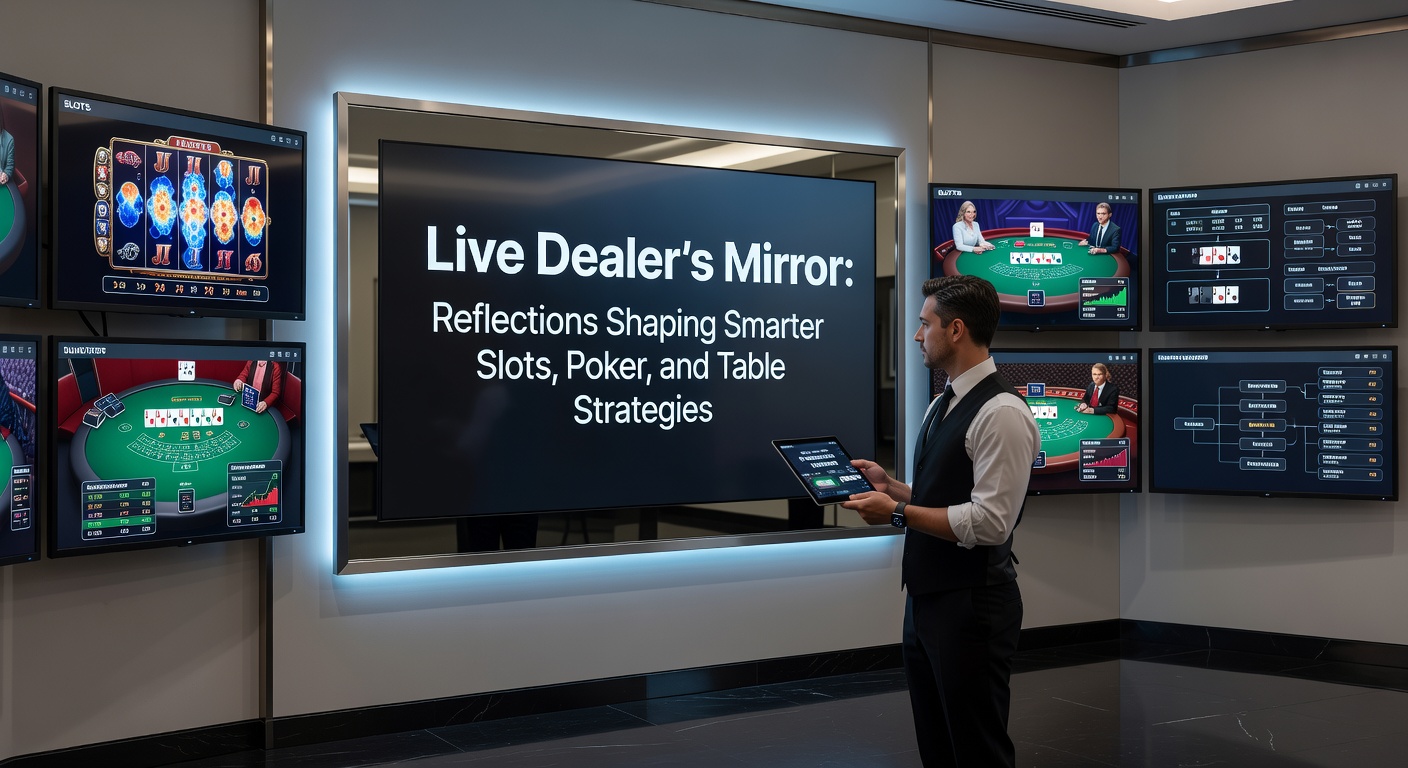 Live dealer at a blackjack table, cards flying, players focused, screen reflecting casino lights
