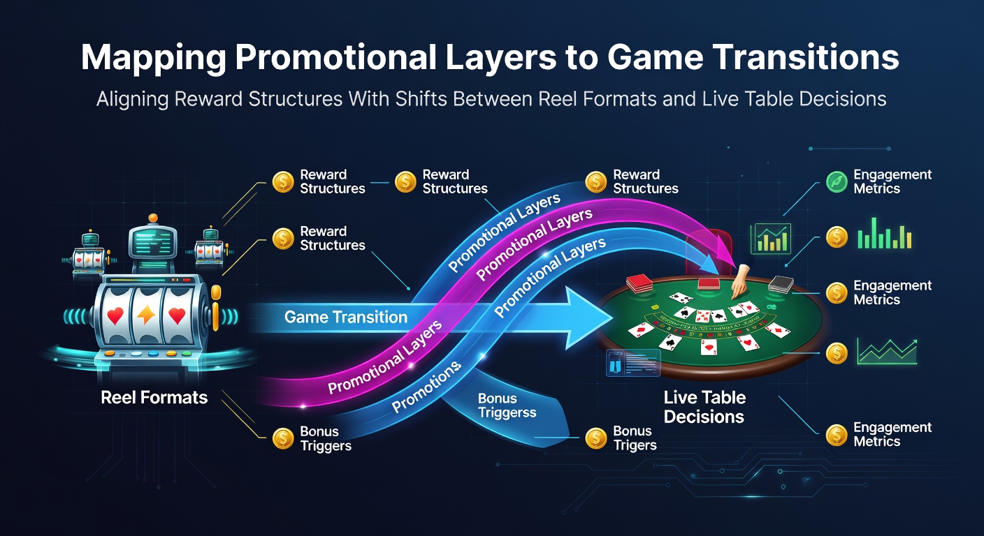 Casino floor layout showing slot machines transitioning to live dealer tables with promotional overlays