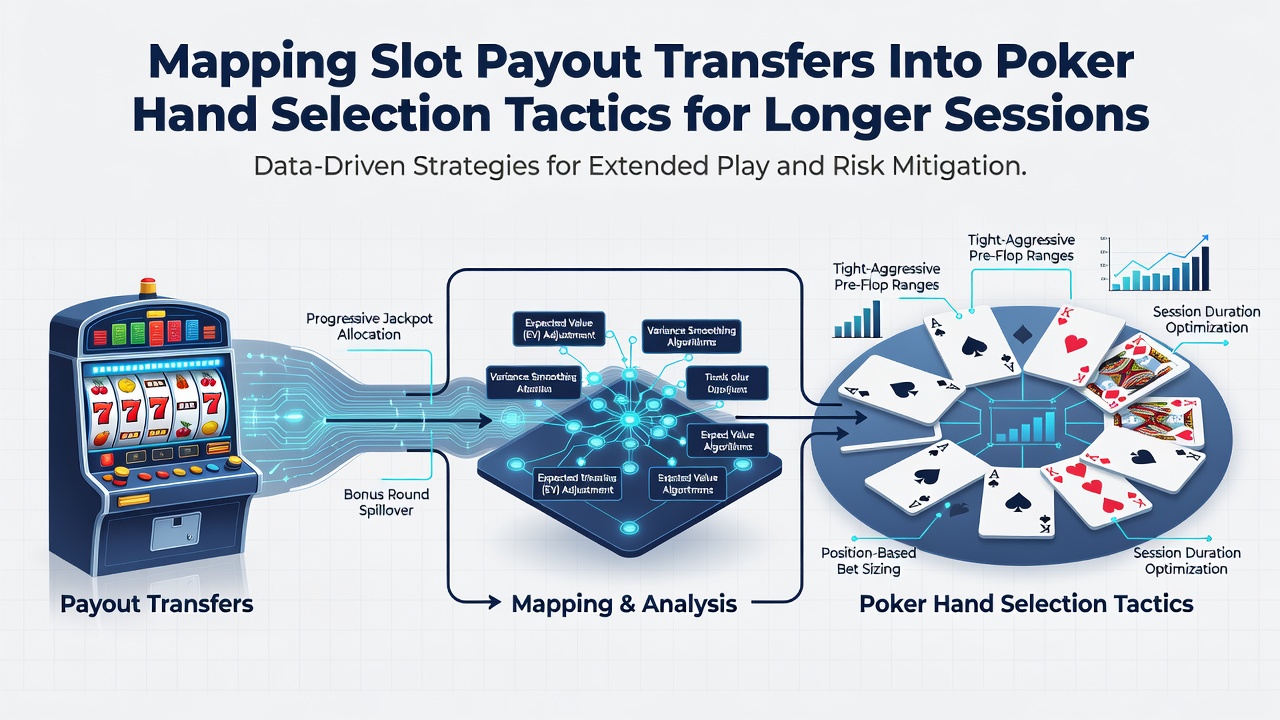 Poker table with digital overlay showing bankroll allocation from recent slot sessions