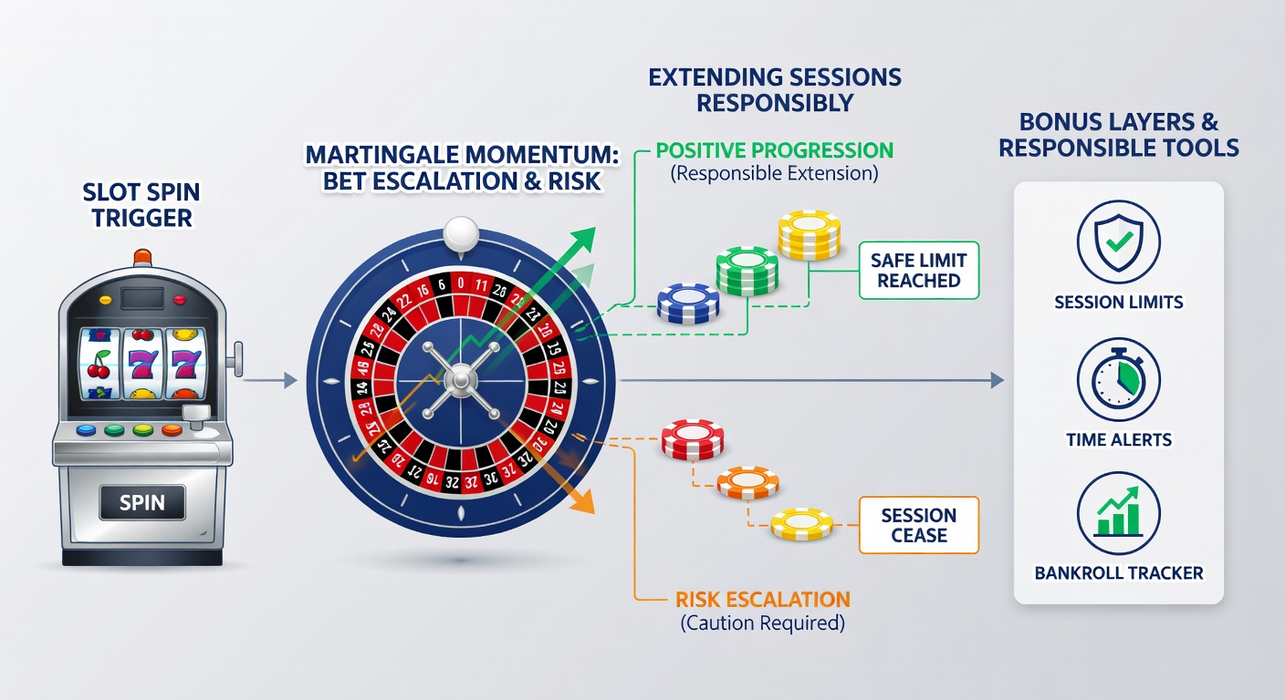 Close-up of slot bonus explosion transitioning to a roulette bet progression chart, showing responsible bankroll layering