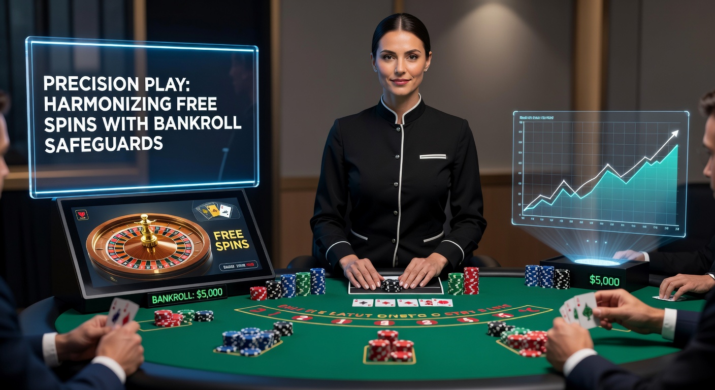Infographic illustrating bankroll allocation from free spins to live blackjack units, with safeguard checkpoints highlighted