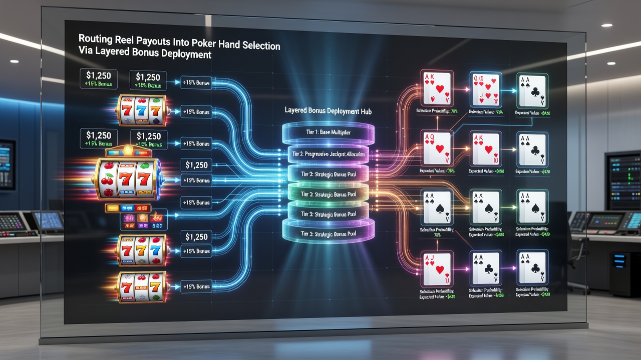 Flowchart illustrating how cleared slot bonuses transfer to poker bankrolls and influence starting hand ranges in cash games