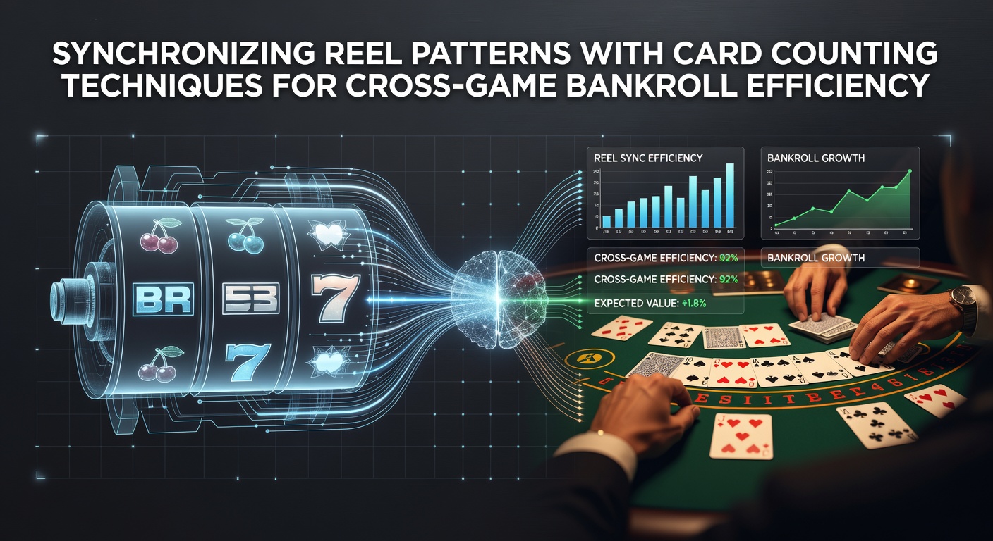 Illustration of synchronized slot reel analysis and blackjack card counting methods applied to bankroll tracking across casino games