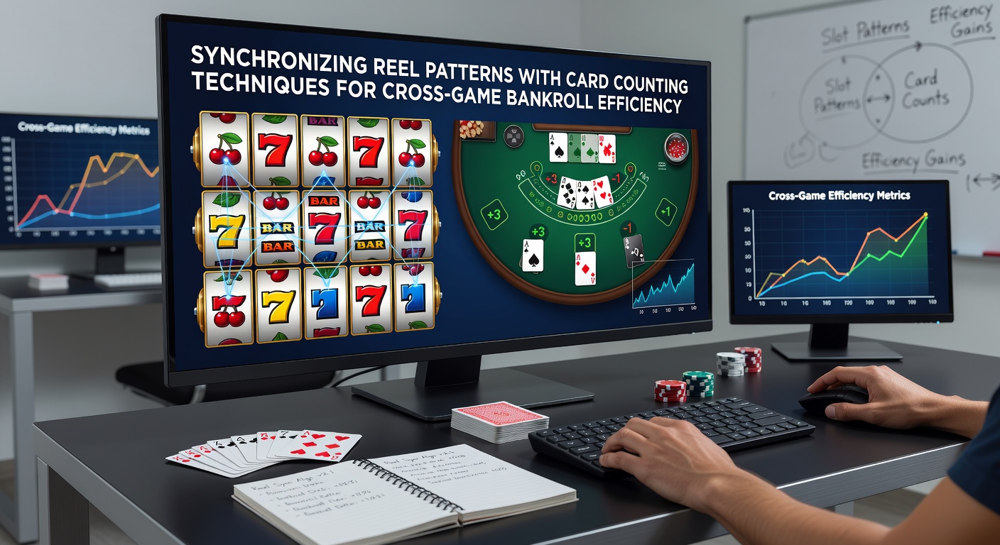 Visual representation of bankroll flow between slot machines and blackjack tables using synchronized pattern and counting data