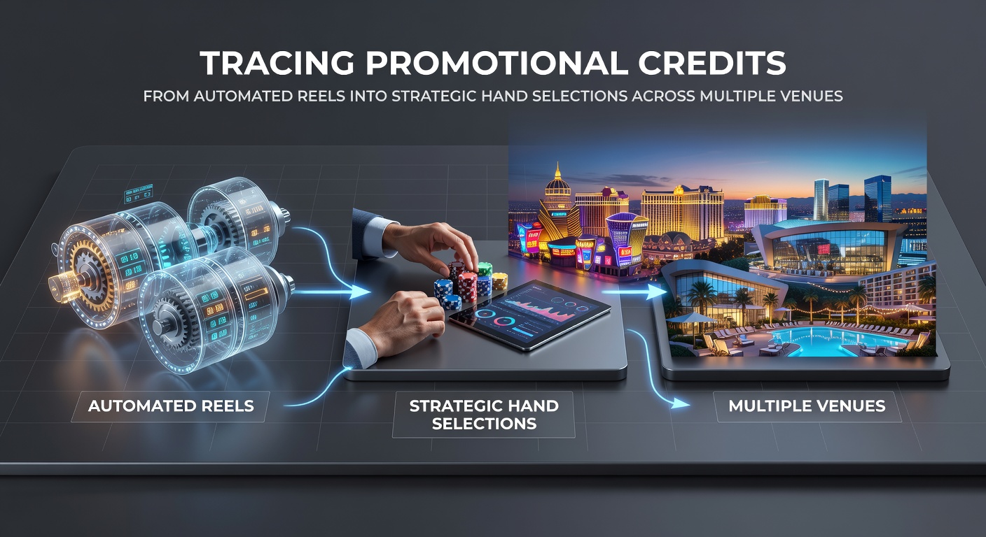 Diagram showing promotional credit flow from slot machines to table game selections at different casino locations